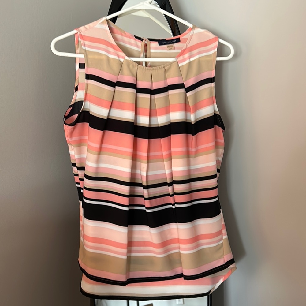 Strip blouse with peach and beige colors size L